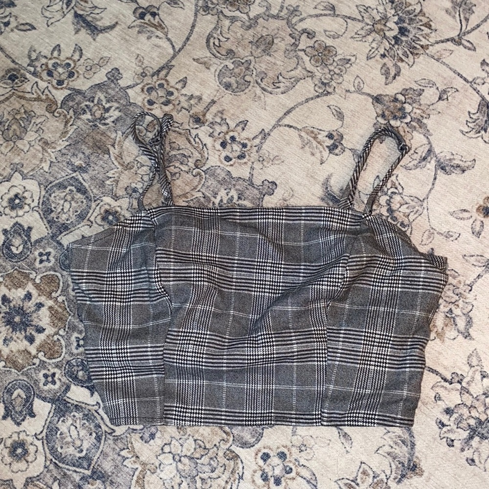 Grey plaid tank top